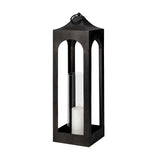 Ina Short Charcoal Metal Candle Holder Lantern by Mercana at Eve Furniture