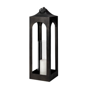 Ina Short Charcoal Metal Candle Holder Lantern by Mercana at Eve Furniture