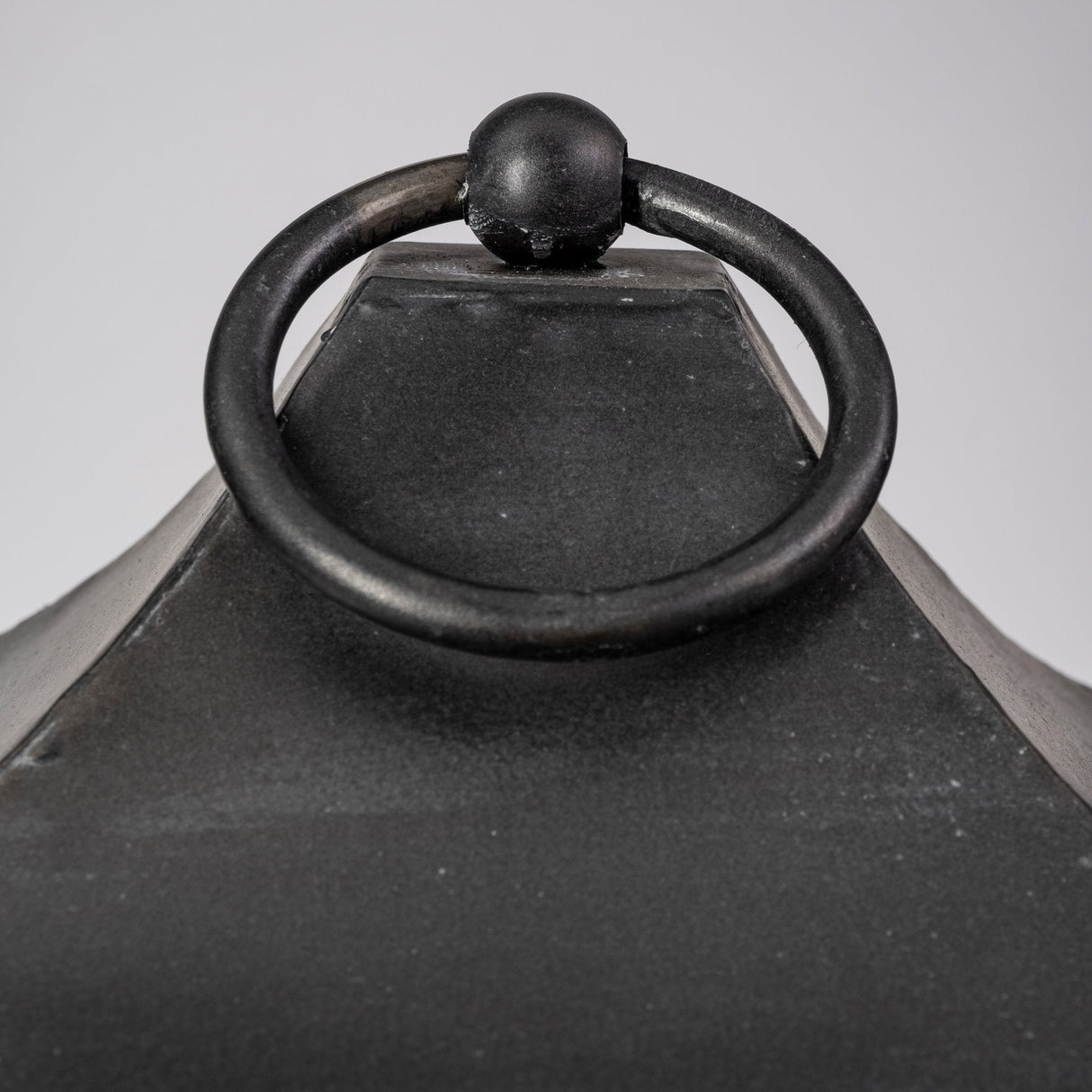 Ina Tall Charcoal Metal Candle Holder Lantern by Mercana at Eve Furniture