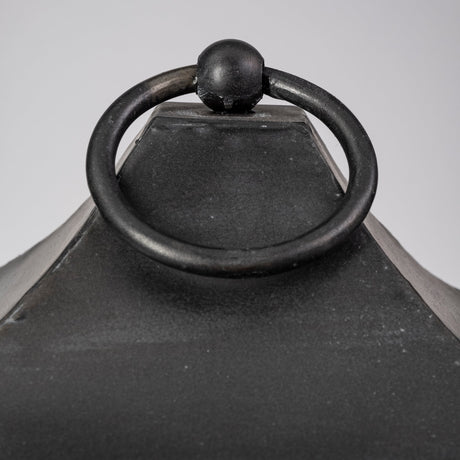 Ina Tall Charcoal Metal Candle Holder Lantern by Mercana at Eve Furniture