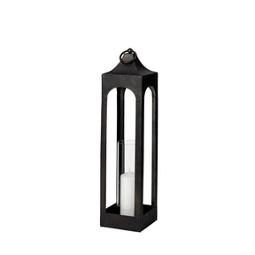 Ina Tall Charcoal Metal Candle Holder Lantern by Mercana at Eve Furniture