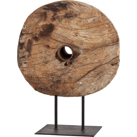 Incana Natural Brown Reclaimed Wood Wheel Object by Mercana at Eve Furniture