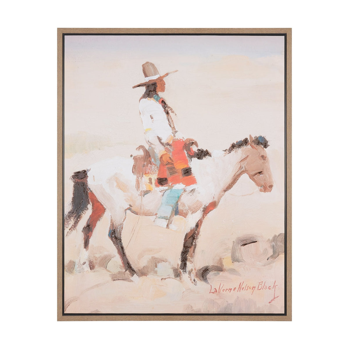 Indian Rider by LaVerne Nelson Black Hand-Embellished Textured Framed Canvas Artwork by Mercana at Eve Furniture
