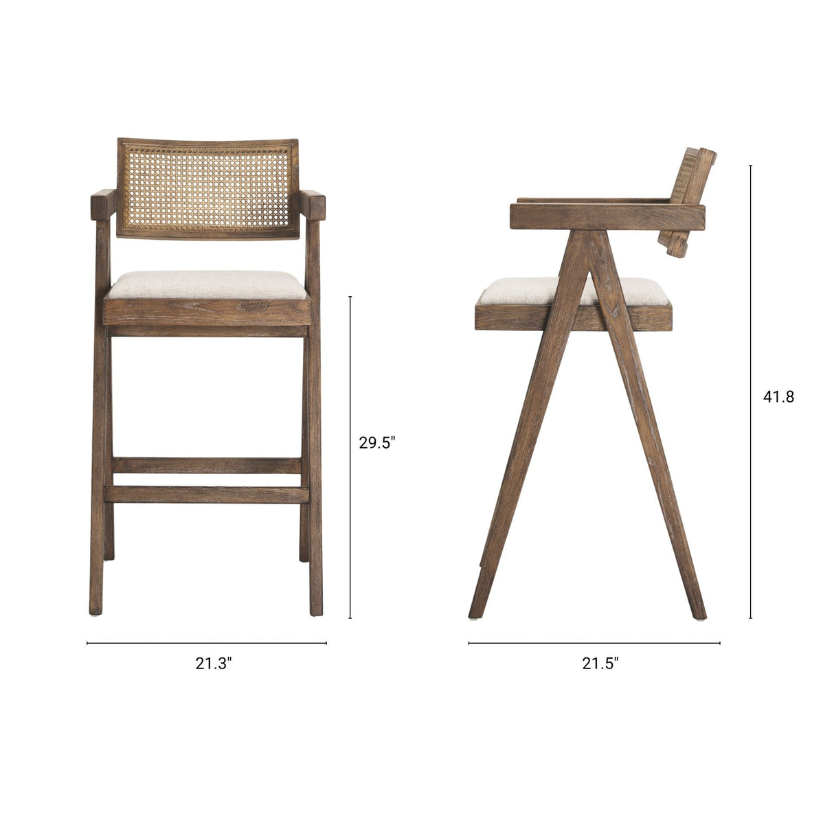 Indie Medium Brown Wood w/ Cane Bar Stool by Mercana at Eve Furniture