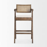 Indie Medium Brown Wood w/ Cane Bar Stool by Mercana at Eve Furniture
