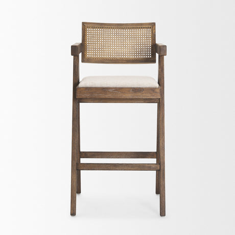 Indie Medium Brown Wood w/ Cane Bar Stool by Mercana at Eve Furniture