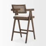 Indie Medium Brown Wood w/ Cane Bar Stool by Mercana at Eve Furniture