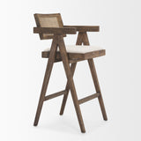 Indie Medium Brown Wood w/ Cane Bar Stool by Mercana at Eve Furniture