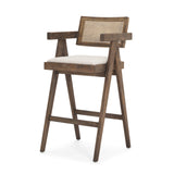 Indie Medium Brown Wood w/ Cane Bar Stool by Mercana at Eve Furniture