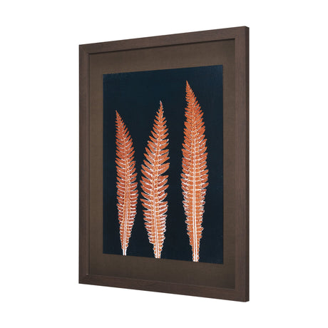 Indigo Fern 4 by Mary Margaret Briggs Hand Embellished Textured Framed Art Print Matted under Glass by Mercana at Eve Furniture