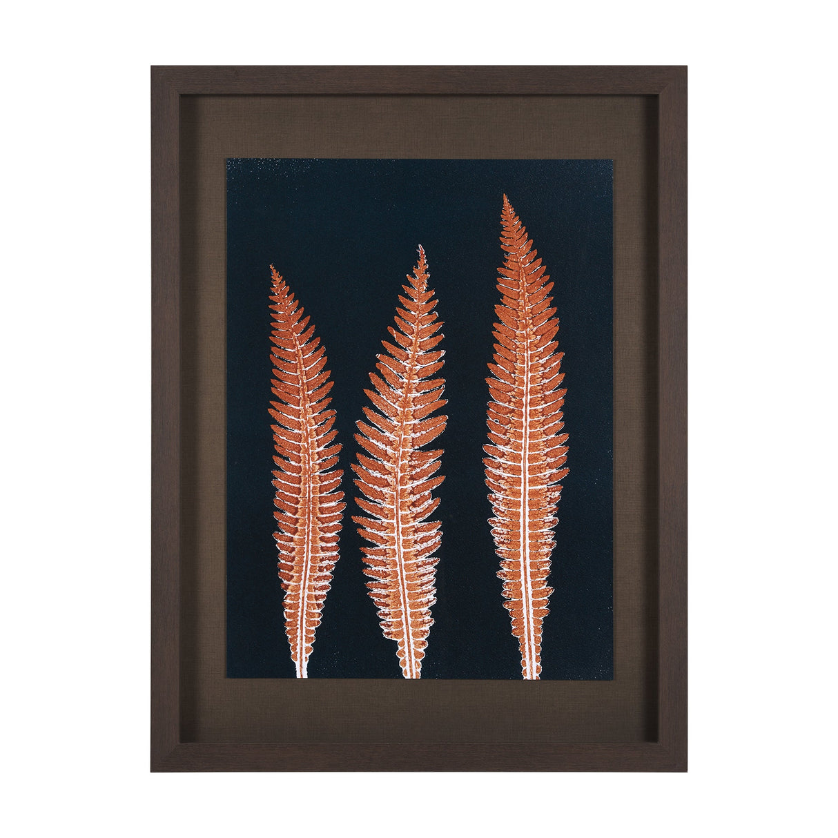 Indigo Fern 4 by Mary Margaret Briggs Hand Embellished Textured Framed Art Print Matted under Glass by Mercana at Eve Furniture
