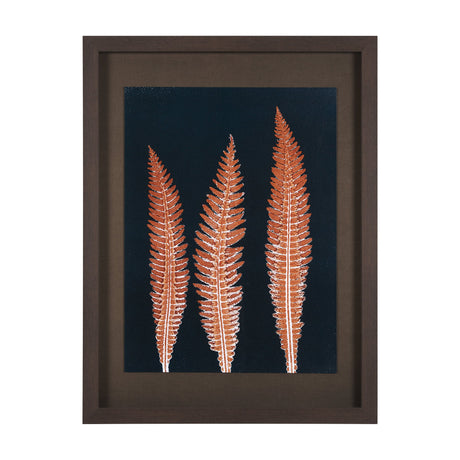 Indigo Fern 4 by Mary Margaret Briggs Hand Embellished Textured Framed Art Print Matted under Glass by Mercana at Eve Furniture