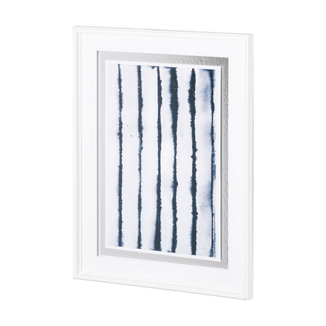 Indigo Lines II by Melody Ducharme a Hand Embellished Textured Framed Art Print Matted under Glass by Mercana at Eve Furniture