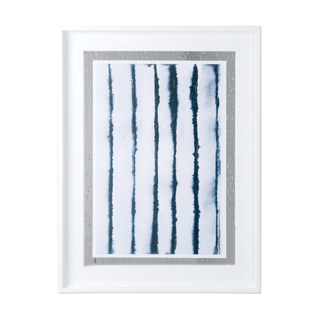 Indigo Lines II by Melody Ducharme a Hand Embellished Textured Framed Art Print Matted under Glass by Mercana at Eve Furniture