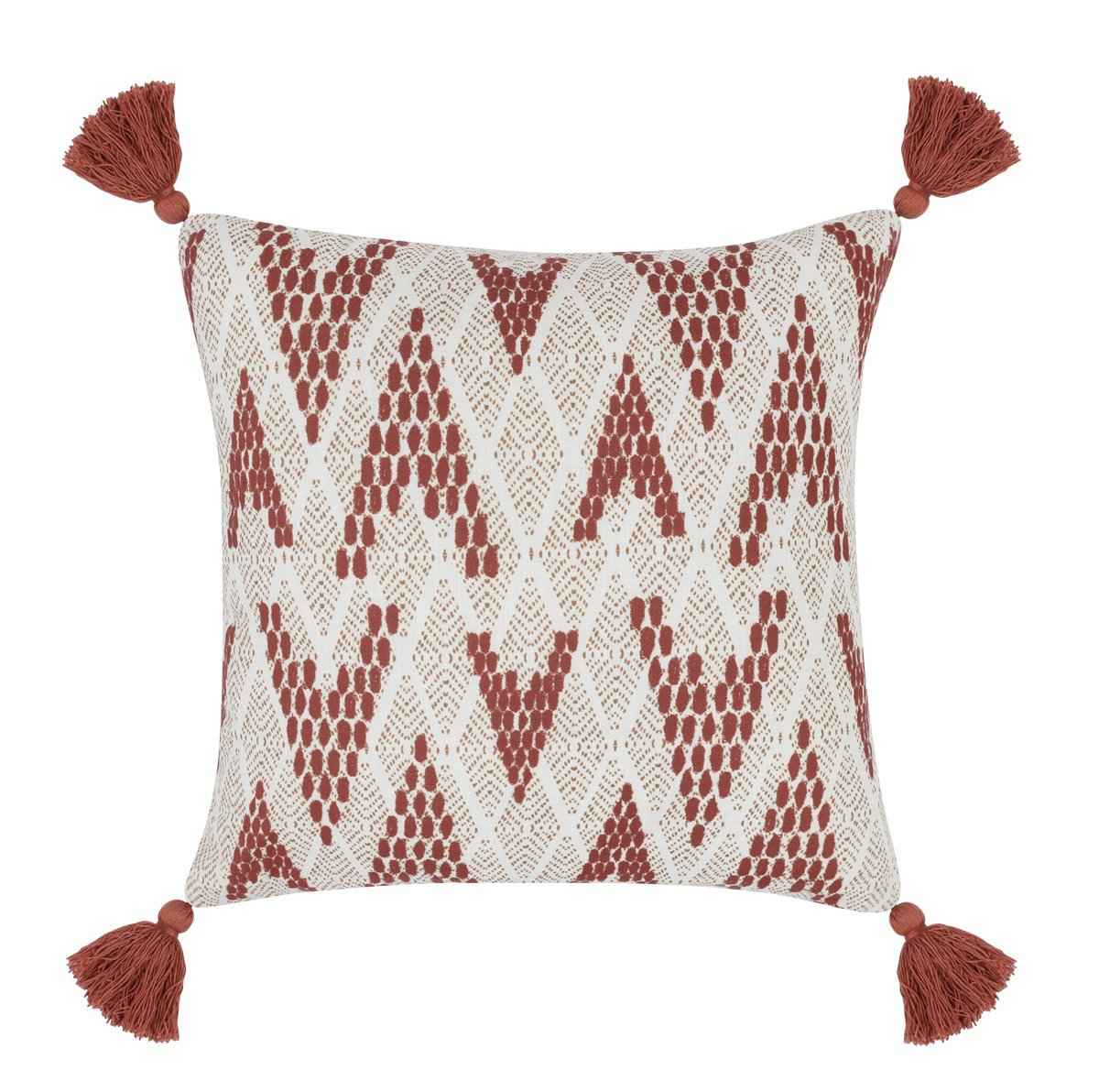 Indoor/Outdoor Sanibel Natural/Clay Red Throw Pillow (Set of 2) by Classic Home at Eve Furniture