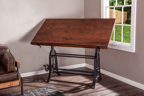 Industrial Loft 62" Adjustable Drafting Desk in Walnut by Home Trends & Design at Eve Furniture