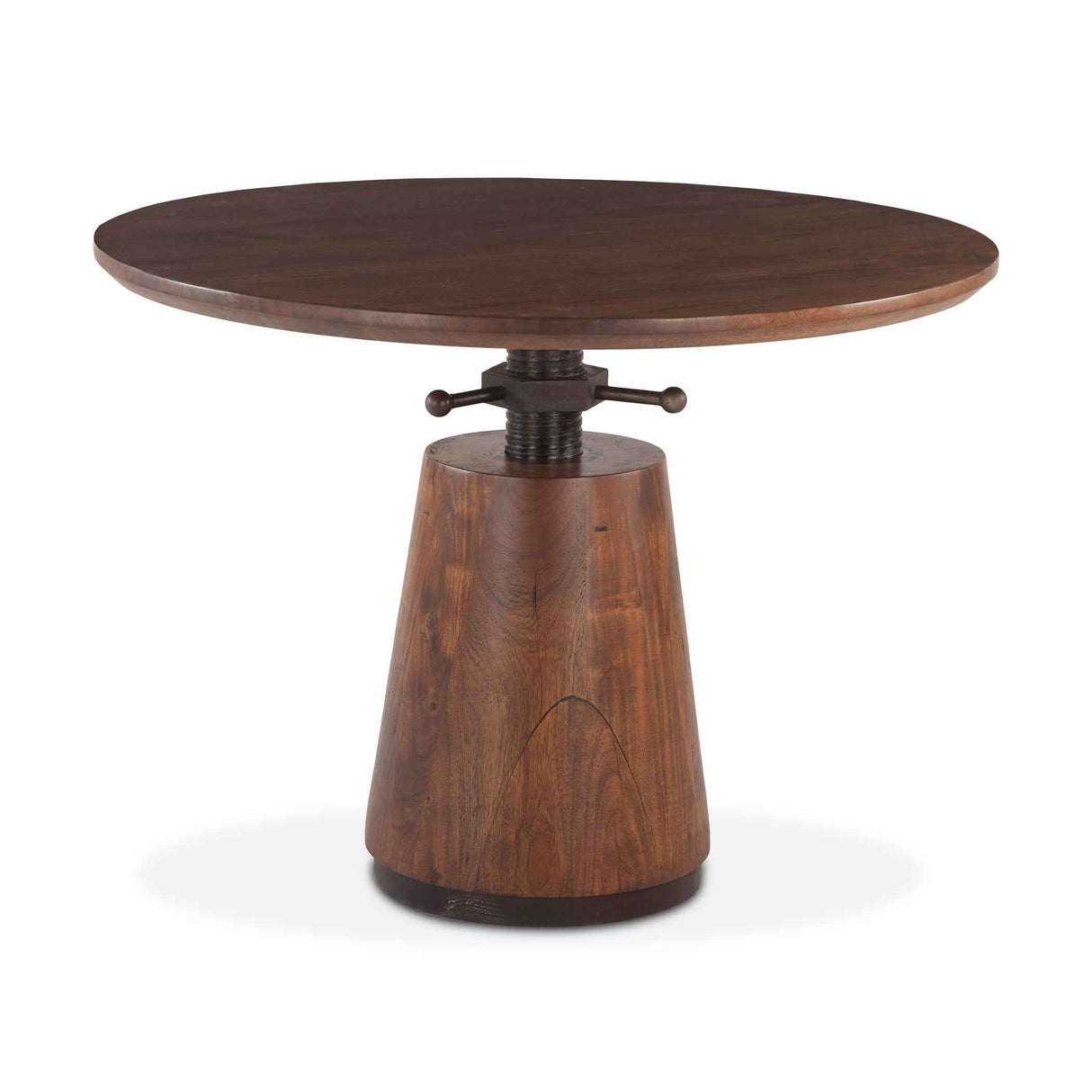 Industrial Modern 40" Round Adjustable Table in Walnut by Home Trends & Design at Eve Furniture