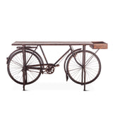 Industrial Teak 71" Bicycle Console Table in Walnut by Home Trends & Design at Eve Furniture
