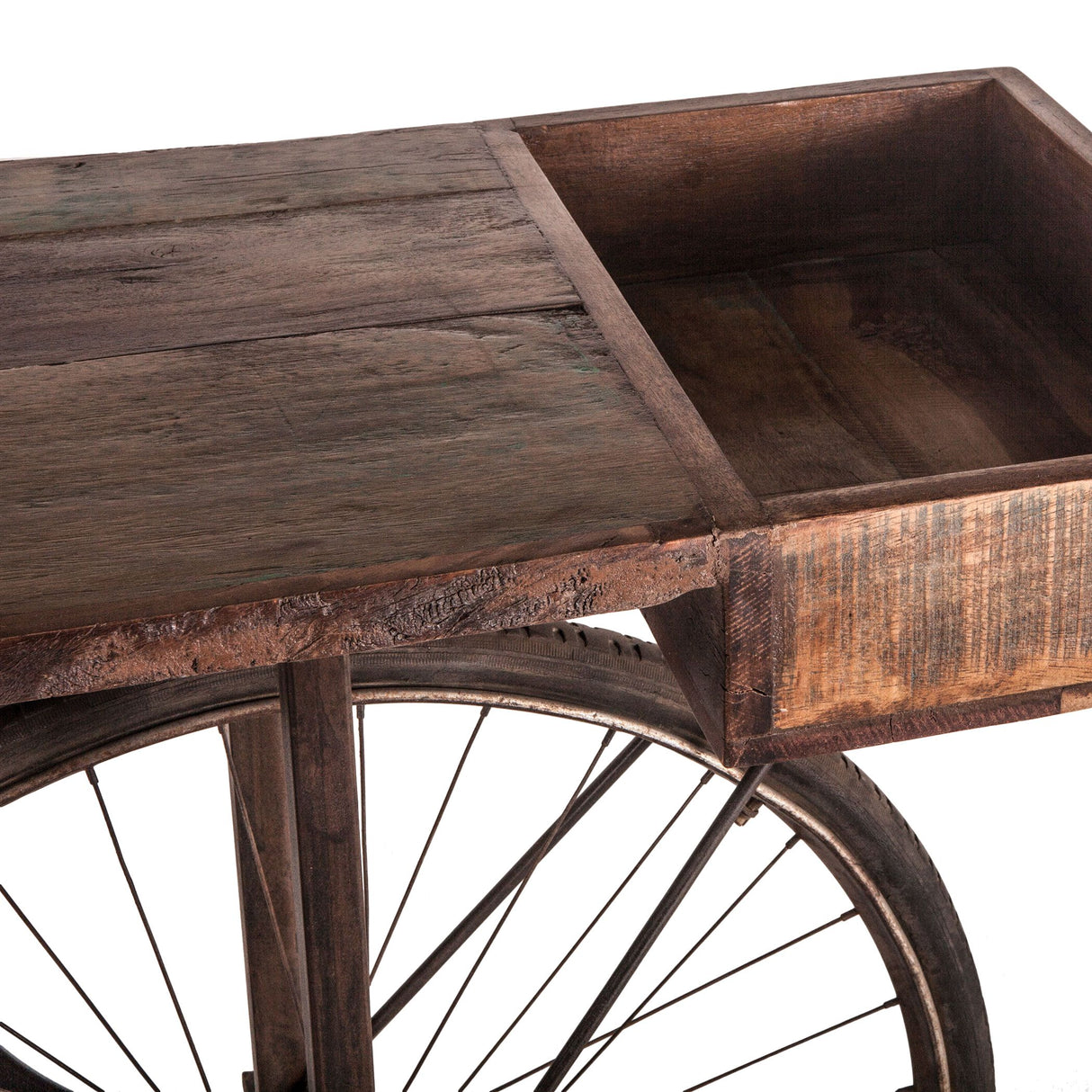 Industrial Teak 71" Bicycle Console Table in Walnut by Home Trends & Design at Eve Furniture