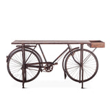 Industrial Teak 71" Bicycle Console Table in Walnut by Home Trends & Design at Eve Furniture