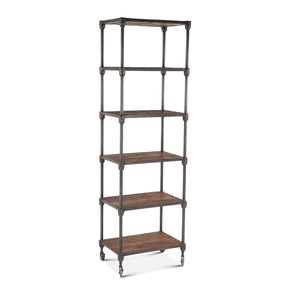 Industrial Teak 80" Wheeled Bookshelf in Natural Reclaimed Wood by Home Trends & Design at Eve Furniture
