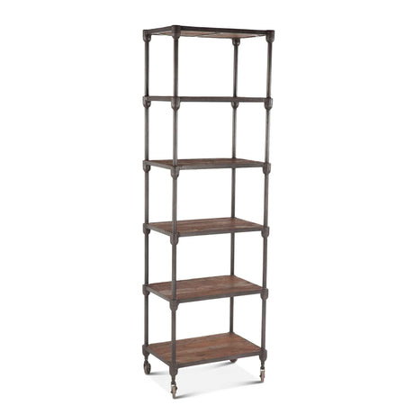 Industrial Teak 80" Wheeled Bookshelf in Natural Reclaimed Wood by Home Trends & Design at Eve Furniture