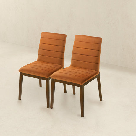 Ines Burnt Orange Velvet Dining Chair (Set Of 2) by Ashcroft Furniture at Eve Furniture