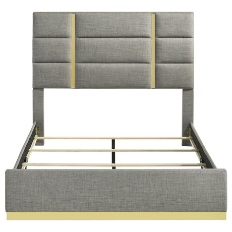 Ines Grey 52-inch Fabric Upholstered Queen Panel Bed by Coaster at Eve Furniture