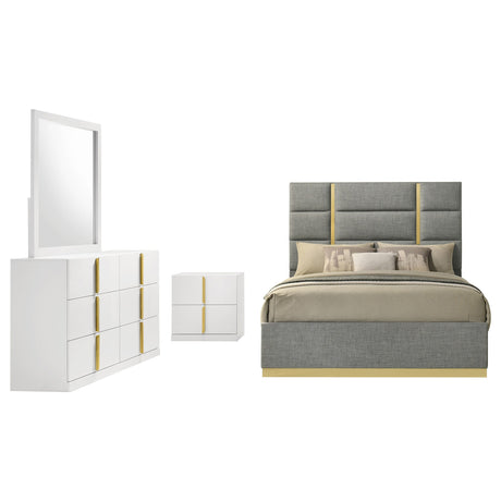 Ines Grey/White High Gloss 4-piece Queen Bedroom Set by Coaster at Eve Furniture