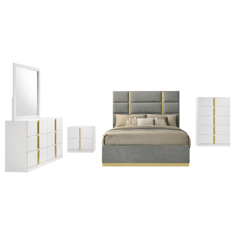 Ines Grey/White High Gloss 5-piece Queen Bedroom Set by Coaster at Eve Furniture