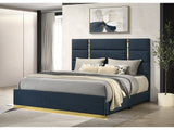 Ines Navy 52-inch Fabric Upholstered Eastern King Panel Bed by Coaster at Eve Furniture