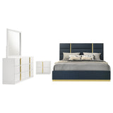 Ines Navy/White High Gloss 4-piece Eastern King Bedroom Set by Coaster at Eve Furniture