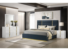 Ines Navy/White High Gloss 4-piece Eastern King Bedroom Set by Coaster at Eve Furniture