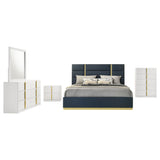Ines Navy/White High Gloss 5-piece Eastern King Bedroom Set by Coaster at Eve Furniture