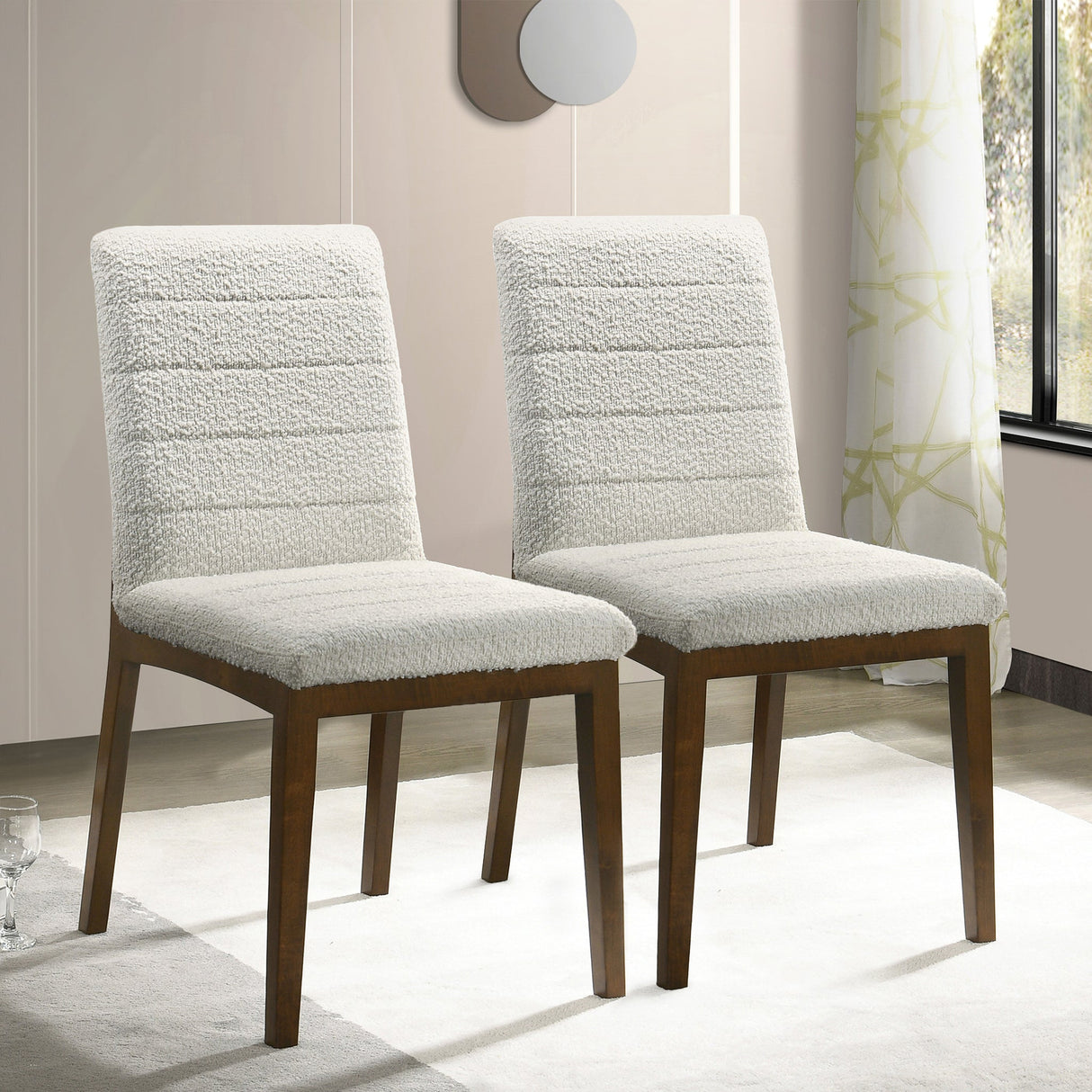 Ines White Boucle Dining Chair (Set Of 2) by Ashcroft Imports at Eve Furniture