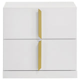 Ines White High Gloss 2-drawer Nightstand Bedside Table by Coaster at Eve Furniture