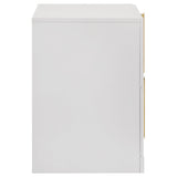 Ines White High Gloss 2-drawer Nightstand Bedside Table by Coaster at Eve Furniture