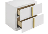 Ines White High Gloss 2-drawer Nightstand Bedside Table by Coaster at Eve Furniture