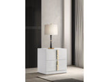 Ines White High Gloss 2-drawer Nightstand Bedside Table by Coaster at Eve Furniture
