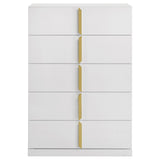Ines White High Gloss 5-drawer Bedroom Chest of Drawers by Coaster at Eve Furniture