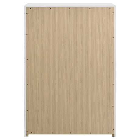 Ines White High Gloss 5-drawer Bedroom Chest of Drawers by Coaster at Eve Furniture