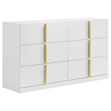 Ines White High Gloss 6-drawer Bedroom Dresser Cabinet by Coaster at Eve Furniture