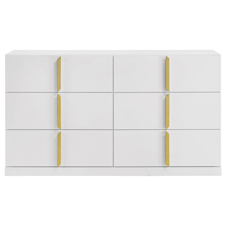 Ines White High Gloss 6-drawer Bedroom Dresser Cabinet by Coaster at Eve Furniture