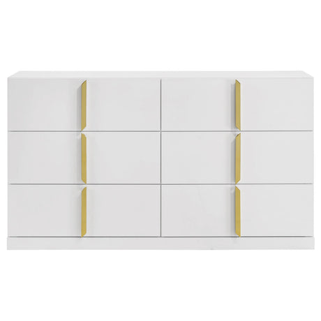 Ines White High Gloss 6-drawer Bedroom Dresser Cabinet by Coaster at Eve Furniture