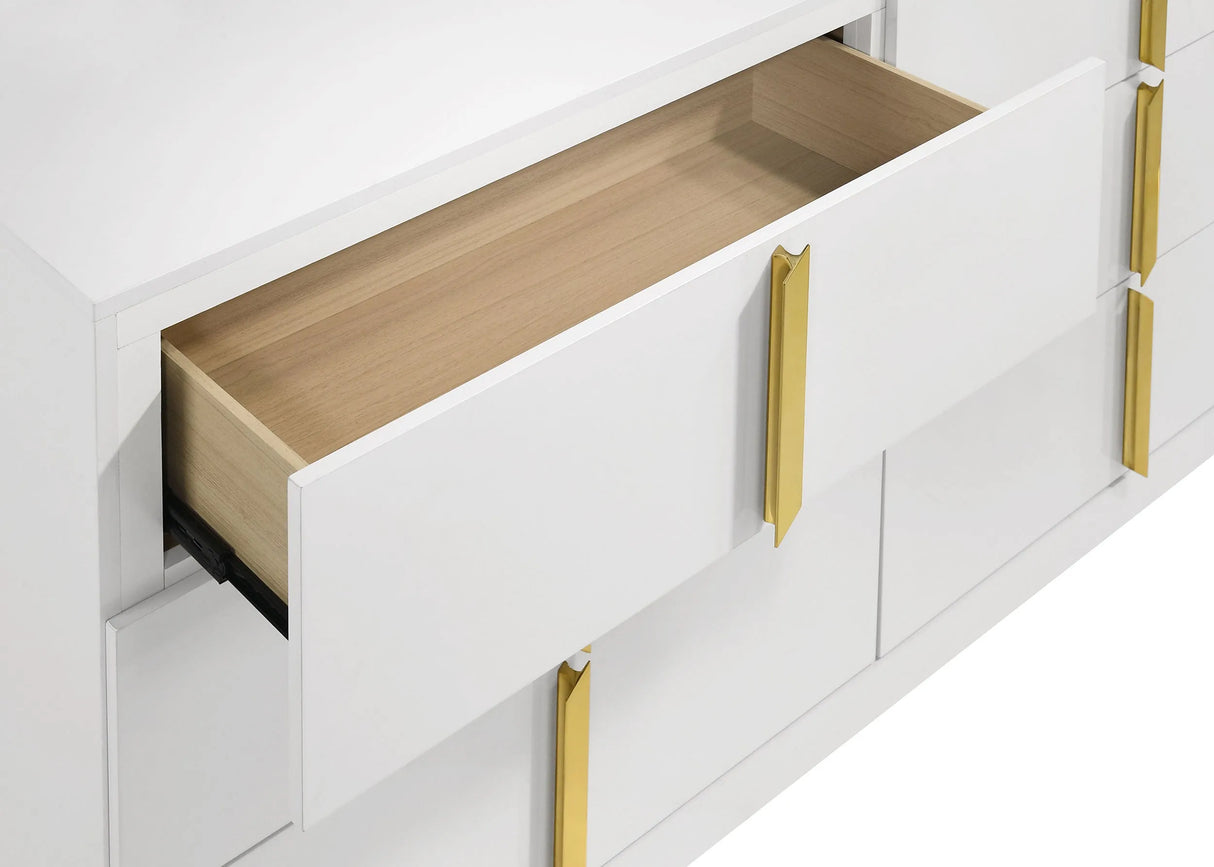 Ines White High Gloss 6-drawer Bedroom Dresser Cabinet by Coaster at Eve Furniture