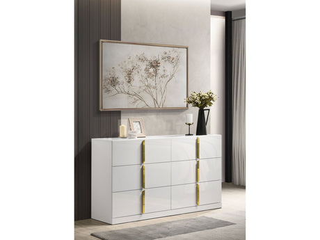 Ines White High Gloss 6-drawer Bedroom Dresser Cabinet by Coaster at Eve Furniture