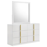 Ines White High Gloss 6-drawer Bedroom Dresser with Mirror by Coaster at Eve Furniture
