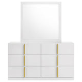 Ines White High Gloss 6-drawer Bedroom Dresser with Mirror by Coaster at Eve Furniture