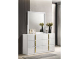 Ines White High Gloss 6-drawer Bedroom Dresser with Mirror by Coaster at Eve Furniture