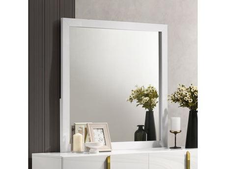 Ines White High Gloss Dresser Mirror by Coaster at Eve Furniture